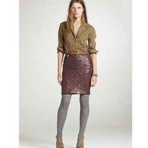 J. Crew • Burgundy Stardust Sequin Pencil Skirt
